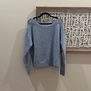 American Eagle Outfitters Light Blue Off-the-Shoulder Sweater